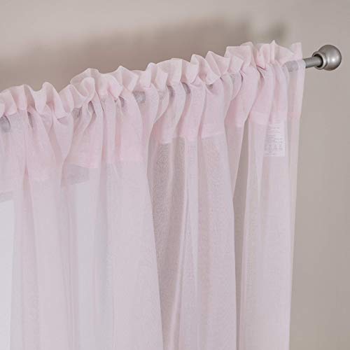 MIULEE Voile Gardine Stangendurchzug Polyester 2er Set B140 H225 Rosa – Ansicht 6