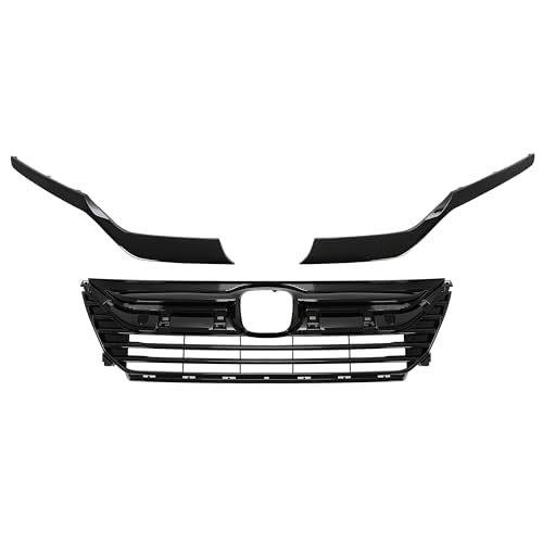 HECASA Front Grille+Headlight Eyelid Molding Compatible with 2018-2020 Honda Odyssey Bumper Grill Assembly Black Plastic Painted Replacement for HO1200232 71121THRA01 by HECASA - Image 5