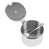 Holibanna 2 Sätze Zuckerdose aus Edelstahl Gläser Jahreszeit Gewürzglas mit Deckel und Löffel Tee Kaffee Zuckerdosen Kanister Zuckerhalter Gewürzdose aus Edelstahl Rostfreier Stahl Silber