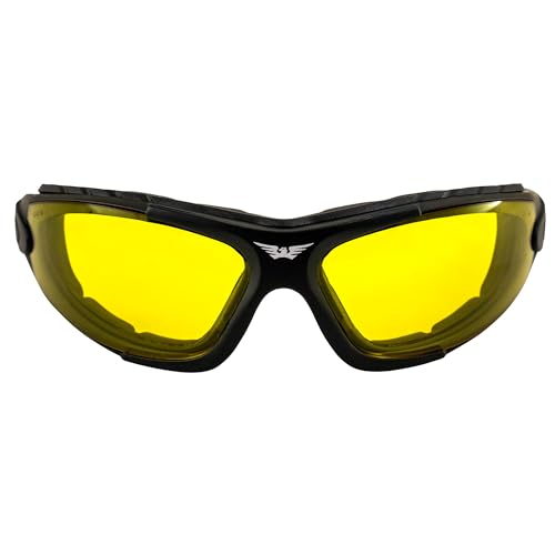 Global Vision Shorty 24 Motorcycle Sunglasses Kit Black Frame Yellow to Smoke Transforming Lens ANSI Z87.12