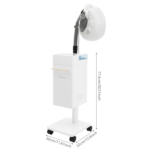 TENNIEX Hair Steamer Nano Micro Mist, 650W Professional Hair Steamer and Hair Processor with Wheels, Salon SPA Barber Hair Color Processor Hair Care Equipment, White