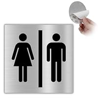 LEIASA | Selbstklebendes Schild für Damen und Herren – 10 x 10 cm – Stärke: 0,8 mm – Aluminium – Uni-WC-Signal – Uni-Toilette – Uni-WC (Badezimmer für Damen und Herren)
