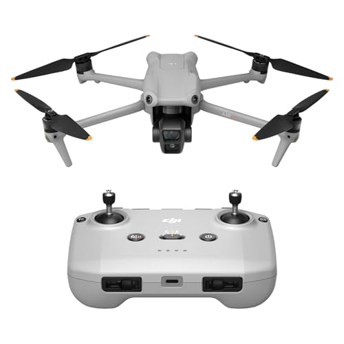 DJI Air 3 (DJI RC-N2), Drone with Medium Tele & Wide-Angle Dual Primary Cameras, 46-Min Max Flight Time, Omnidirectional Obstacle Sensing, 48MP Photos, 4K/60fps HDR, Compliance with FAA Remote ID