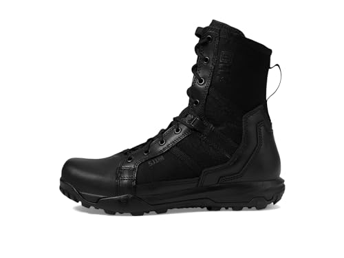 5.11 Tactical Men's A/T Boots, 8-Inch, Side Zipper, All Terrain Work Boot, Black, Style 12431ABR4