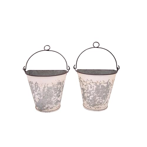 Galvanized Half Round Bucket Wall Planters, Rustic...