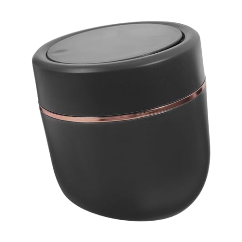 Caneca de basura de escritorio con tapa negra rectangular miniatura 7