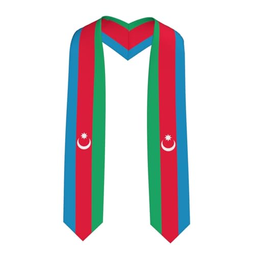Generic Vintage Azerbaijan Azerbaijani Flag Graduation Stole Classic Scarf Souvenir Shawl Fashion Sash for Abroad Student International Study Men and Women Sharp Corner