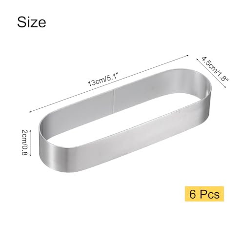 Moldes de acero inoxidable uxcell, anillos ovalados antiadherentes para repostería y tartas 3