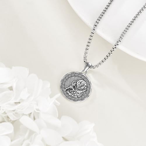 YFN Greek God Necklace Sterling Silver Greek Protector Pendant Religious Jewelry Gifts for Women Men3