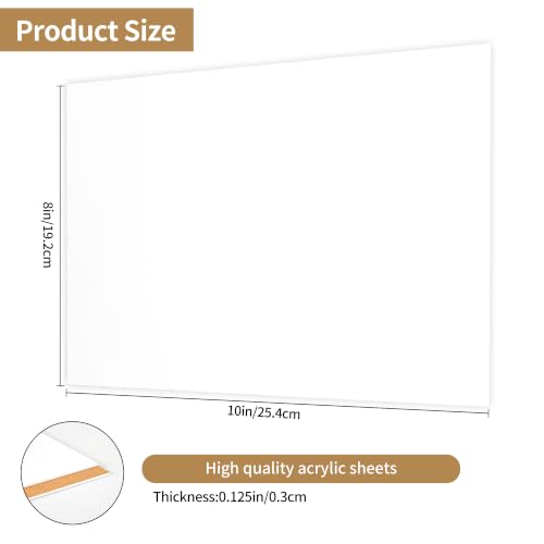 Image of 8 x 10 White Acrylic Sheets 1 /8 inch Thick 3mm Frosted Plexiglass Sheet,Suitable for Painting, Handicrafts (2, Matte White, 8 x 10 x 1 /8)