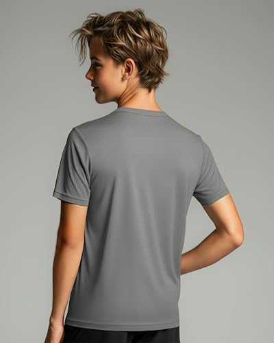 Image of Real Essentials 5 Pack: Boys Breeze Tech Dry-Fit Short Sleeve Athletic T Shirt Active Workout Gym Kids Youth