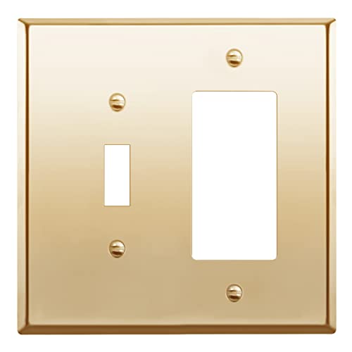 LIDER Combination Toggle Switch and Decorator Receptacle Metal Wall Plate