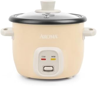 AROMA® Mini Rice Cooker, 2-Cup (Uncooked) / 4-Cup (Cooked), Grain Cooker, Soup Maker, Oatmeal Cooker, Auto Keep Warm, 1 Qt, Milk Tea color