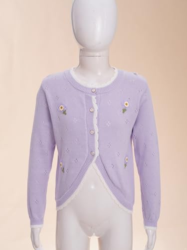 Kids Girls Cute Flower Long Sleeve Knit Bolero Cardigan Shrug Jacket Cover Up Sweater Tops Knitwear Outerwear3
