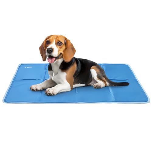 Navaris Kühlmatte für Hunde - Kühlmatte Hund - Selbstkühlende Hautiermatte mit Gel - Kühlmatte für Haustiere - Erfrischung für deinen Liebling - 60 x 90 cm - blau