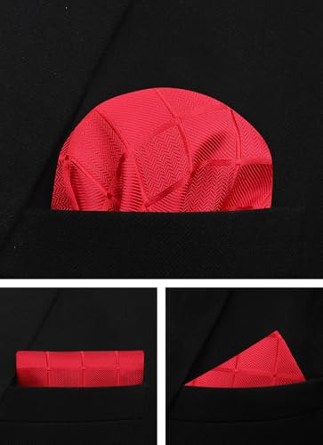 Image of Striped Plaid Polka Dot Mens Tie Formal Necktie Pocket Squares Ties Clips Cufflinks Classic for Men Set