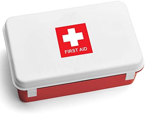 First Aid Sticker Decal - 4 x 4 Inches, First Aid Kit Sticker Sign, Red Cross Self-Adhesive Vinyl, Water and Fade Resistant, Indoor & Outdoor Use (8-Pack)