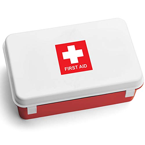 First Aid Sticker Decal - 4 x 4 Inches, First Aid Kit Sticker Sign, Red Cross Self-Adhesive Vinyl, Water and Fade Resistant, Indoor & Outdoor Use (8-Pack)