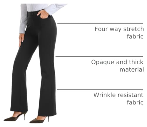 Image of Stelle Women 28 inch /30 inch / 32 inch Bootcut Dress Pants Business Casual Work Pants with Pockets Pull On Regular Slacks for Office
