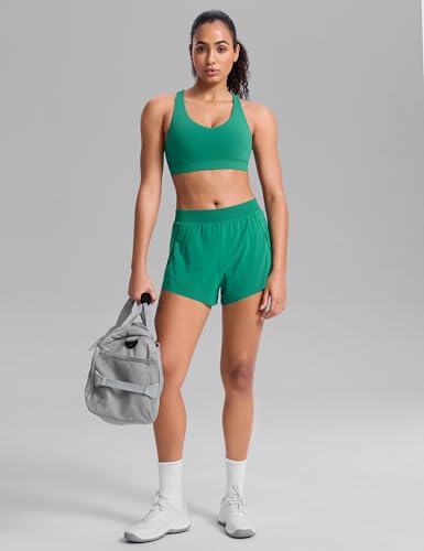 Image of CRZ YOGA Butterbreeze Cross Back Sports Bras | Medium Support, Removable Pads, Training, Fast Dry, Scoop Neck, Cut-Out, Adjustable Wide Straps, for Women