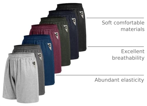 Image of 7 Pack Mens Athletic Shorts with Pockets - Gym Basketball Workout Quick Dry