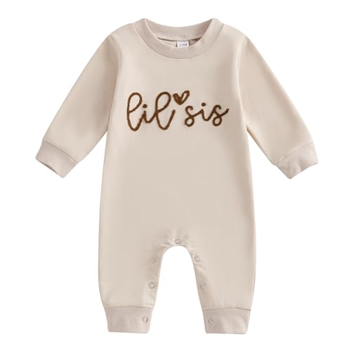 Image of YINGISFITM Little Brother Little Sister Newborn Outfit Long Sleeve Sweatshirt Romper Jumpsuit Baby Clothes For Boys Girls