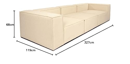 Home Deluxe - Sofa Verona - Beige, Größe: M - ca. 327 x 70 x 120 cm, Sitzhöhe: 46 cm, Sitztiefe: 80 cm, inkl. Kissen I Modulares Sofa Modulsofa Ecksofa Wohnlandschaft – Bild 4