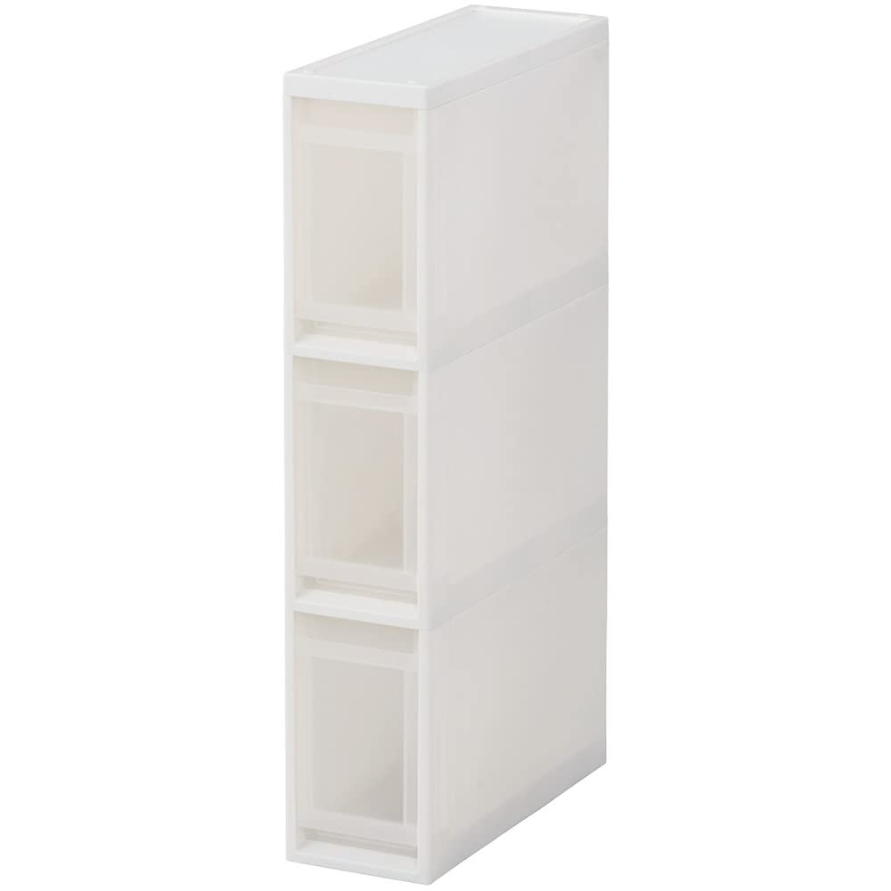 Tenma Fabier S-030S Skipita Storage Container, Slim, 3 Tiers, White, Width 6.7 x Depth 17.7 x Height 33.5 inches (17 x 45 x 85 cm)