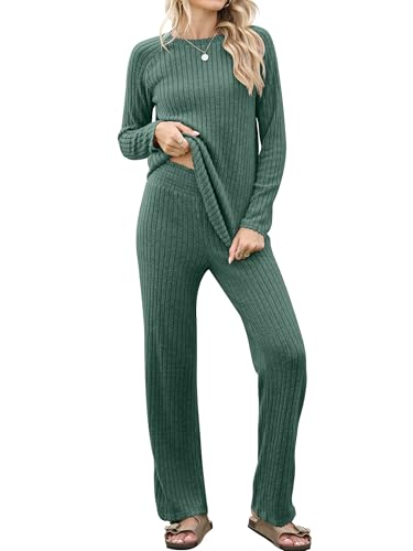 ANRABESS Womens 2 Piece Lounge Pajama Sets Ribbed...