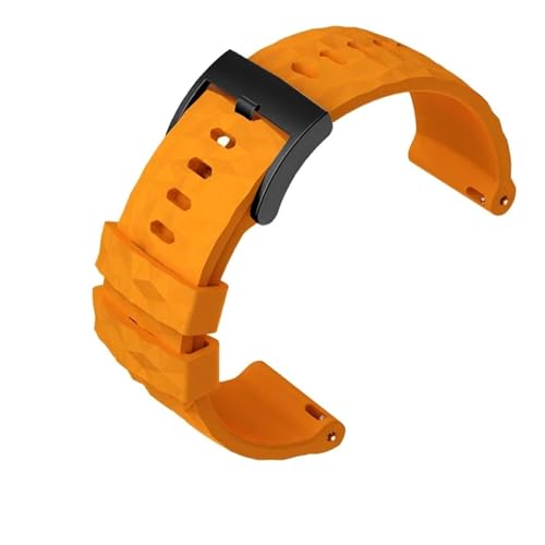 BHMIRUI Compatible con Suunto 7 D5 9 TRAVERSE Series Alpha Watch Correa de silicona de caucho de 24 mm Correa de reloj deportiva resistente al agua Pulsera for hombre con herramientas(A-Orange black)