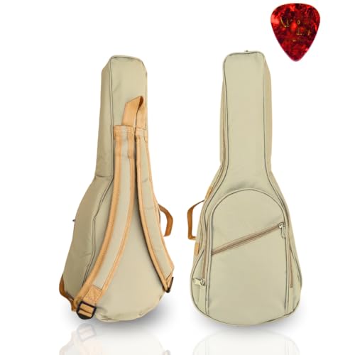 Capa Bag Bege Super Luxo P/Ukulele Concert Acolchoada Impermeável Reforçada Profissional Espuma Densa Bolso Frontal Alça Mochila Proteção Completa Premium Durável Instrumento Musical