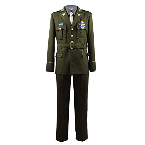 TISEA Men's America Army Officer Uniform Hero Captain Cosplay Suit (XXL, Army Green)