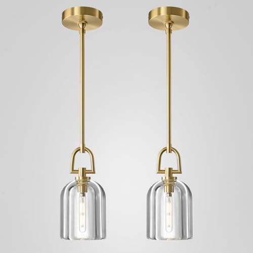 Image of Crystal Pendant Light Kitchen Island，Brass Hanging Pendants Lights