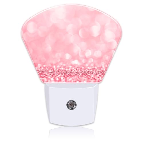 Image of Abstract Pink Glitter Plug in Night Lights, Beautiful Glitter Nightlight Plug Into Wall Dusk to Dawn Sensor for Kid Girls Boys Women Men Room, Hallway, Kitchen, Bathroom, Stairs Decor