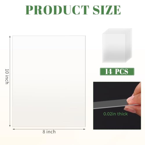Image of TKOnline 14 PCS Plexiglass Sheets, 8 inch x 10 inch x 0.02 Clear PET Sheet Panels, Clear Acrylic Plastic Sheet for Picture Frame, Invitations, Poster Frames Plastic Board