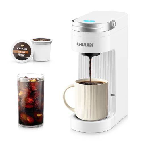 Image of CHULUX Slim Single Serve Coffee Maker for K Pod, Brew Up to 12oz Cup, White