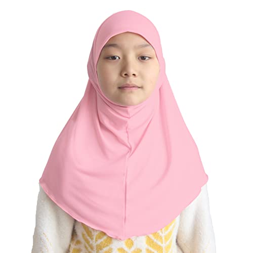 Modest Beauty Girls Hijab Muslim Kids Scarf Headwear Solid Color for 7-12 Years Ready to Wear