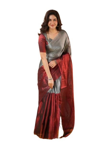 Women's Tissue Silk Saree With Blouse Piece | Lightweight Soft Party, Wedding, Festive & Traditional Saree-image-15