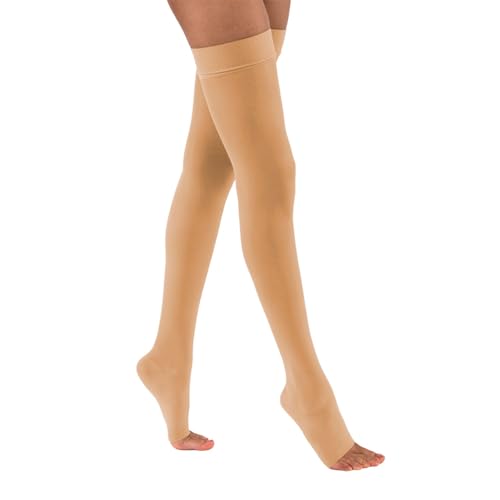 Image of JOBST UltraSheer Thigh-High Compression Stockings for Women - Open Toe - Silicone Dot Band - Medical Compression 20-30 mmHg - For Varicose and Spider Veins - Helps Prevent Swelling
