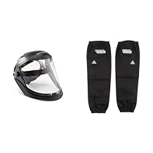 JACKSON SAFETY Lightweight MAXVIEW Premium Face Shield with 370 Speed Dial Ratcheting Headgear Anti Fog Coating & Lincoln Electric KH813 Black One Size Flame-Resistant Welding Sleeves