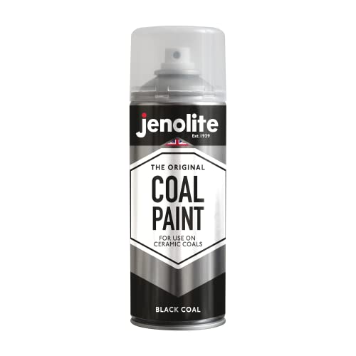 JENOLITE Schwarze Kohlefarbe, 400 ml, verjüngt künstliche Kohle, Gasbrände, Feuerstellen, Öfen, Abzüge usw. Mattes Finish (geeignet für Temperaturen bis 600 °C)