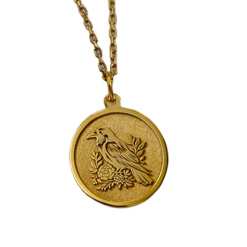 Collier corbeau unisexe LKBEADS, pendentif 24mm gravé pour vos looks bohèmes