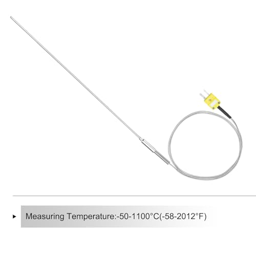 MECCANIXITY K Type Thermocouple with Plug, Meter Temperature Sensor Probe -50 to 1100°C(-58 to 2012°F) Stainless Steel, 2.5x450mm 3.3ft Wire by MECCANIXITY - Image 3