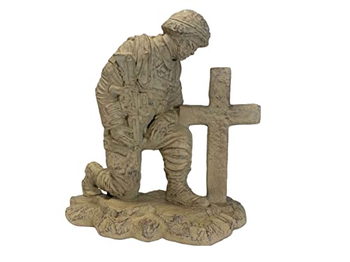 Estatua Soldado Arrodillado junto a Cruz 22 pulg miniatura 4