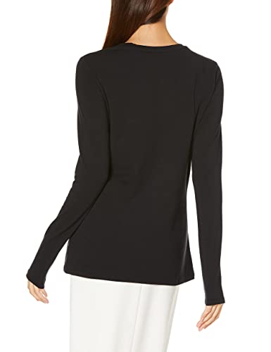 Amazon Essentials Women's Classic-Fit Long-Sleeve Crewneck T-Shirt, Black, Large