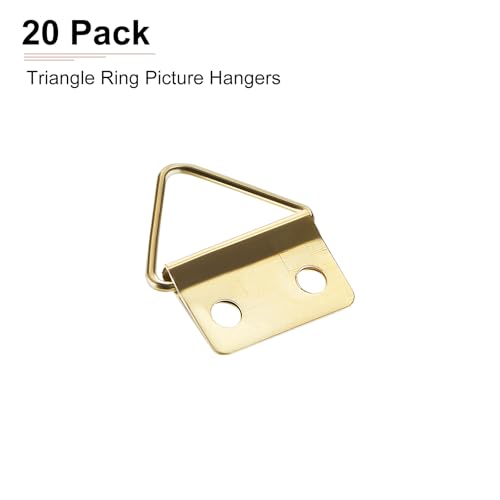 Image of DTGN 24mm x 18mm Triangle Ring Picture Frames Hanging - 20 Pcs - Good for Hanging Paintings - Picture Frame Hook Photos - Golden