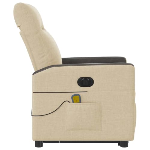 vidaXL Elektrischer Massagesessel mit Aufstehhilfe Creme Stoff, Relaxsessel, Sessel mit Aufstehhilfe, Massagestuhl, Sessel, Sessel mit Massagefunktion – Bild 6