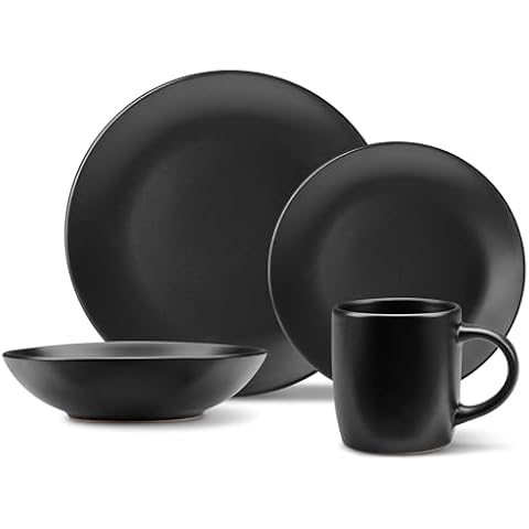 VonShef 16 Piece Matte Black Dinner Set Cover