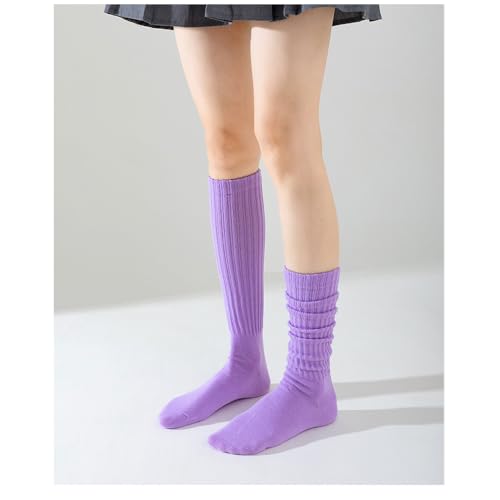 5pairWomen Thigh High Boot Socks,Solid Cotton Boot Calf Socks,Chunky Ribbed Cozy Slouchy Socks,Slouch Socks2
