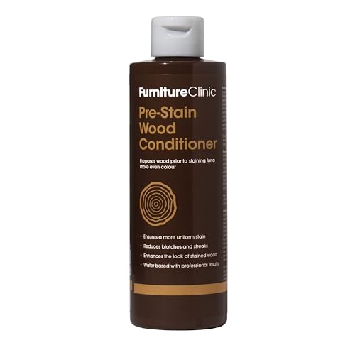 Furniture Clinic Pre-Stain Wood Conditioner - Water-Based - Indoor and Outdoor Use - Low Odor and Non-Toxic Use Before Staining Wood 8.5oz / 250ml